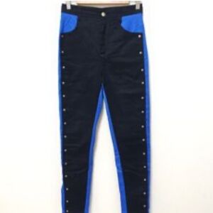 Kenzo Black and blue riveted stretchy jeans 38/size S see measurements